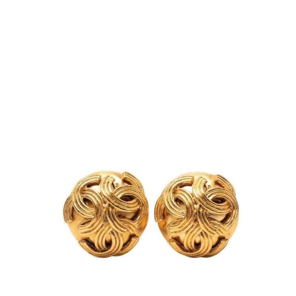 Chanel CC Logo Plated Earrings Gold